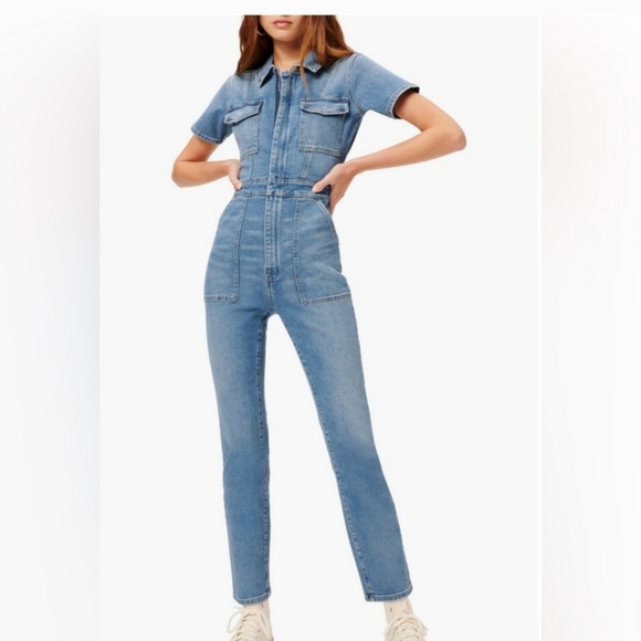 Good American FIT for success denim jumpsuit - Picture 1 of 10